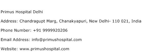 Primus Hospital Delhi Address Contact Number