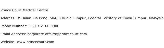 Prince Court Medical Centre Address Contact Number