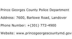 Prince Georges County Police Department Address Contact Number