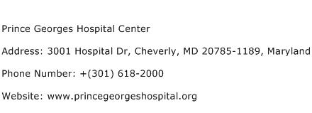 Prince Georges Hospital Center Address Contact Number