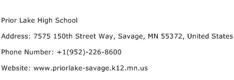 Prior Lake High School Address Contact Number