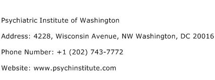 Psychiatric Institute of Washington Address Contact Number
