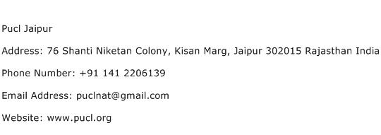 Pucl Jaipur Address Contact Number