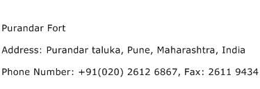 Purandar Fort Address Contact Number