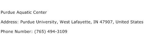 Purdue Aquatic Center Address Contact Number