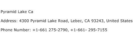 Pyramid Lake Ca Address Contact Number