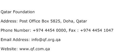 Qatar Foundation Address Contact Number