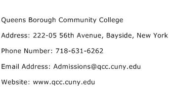 Queens Borough Community College Address Contact Number