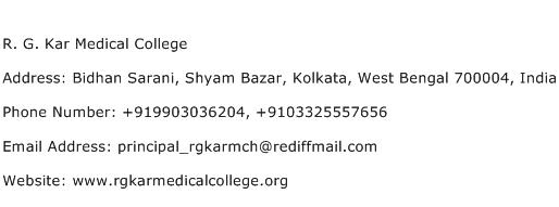 R. G. Kar Medical College Address Contact Number