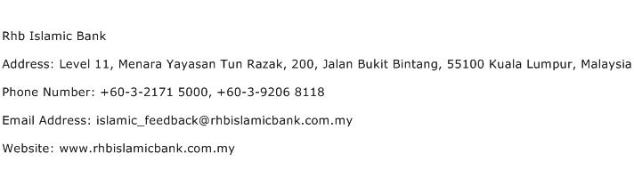 RHB Islamic Bank Address Contact Number