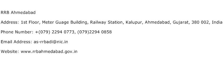 RRB Ahmedabad Address Contact Number