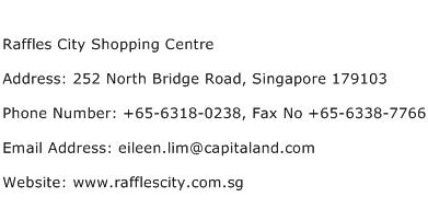Raffles City Shopping Centre Address Contact Number