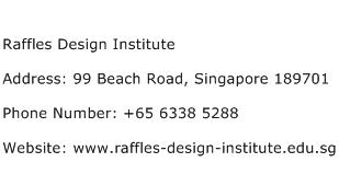 Raffles Design Institute Address Contact Number