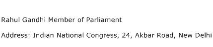 Rahul Gandhi Member of Parliament Address Contact Number