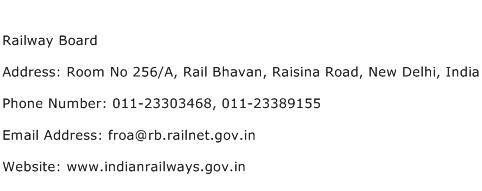 Railway Board Address Contact Number