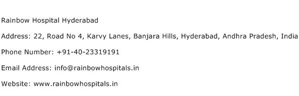 Rainbow Hospital Hyderabad Address Contact Number