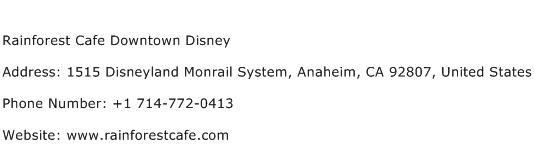 Rainforest Cafe Downtown Disney Address Contact Number