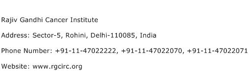 Rajiv Gandhi Cancer Institute Address Contact Number