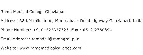 Rama Medical College Ghaziabad Address Contact Number