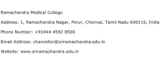 Ramachandra Medical College Address Contact Number