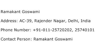 Ramakant Goswami Address Contact Number