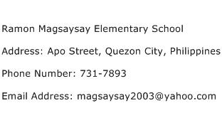 Ramon Magsaysay Elementary School Address Contact Number