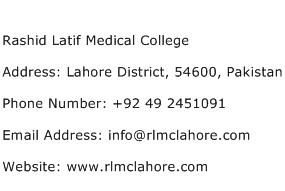 Rashid Latif Medical College Address Contact Number