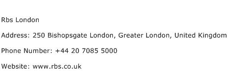 Rbs London Address Contact Number