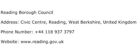 Reading Borough Council Address Contact Number