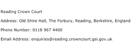 Reading Crown Court Address Contact Number