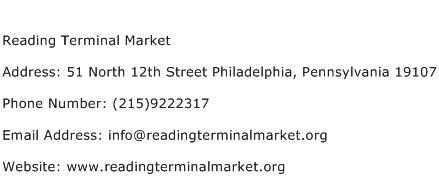 Reading Terminal Market Address Contact Number