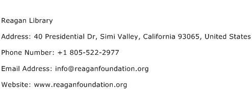 Reagan Library Address Contact Number