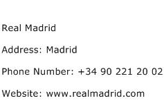 Real Madrid Address Contact Number