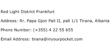 Red Light District Frankfurt Address Contact Number