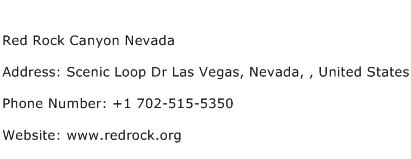 Red Rock Canyon Nevada Address Contact Number