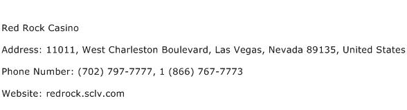 Red Rock Casino Address Contact Number