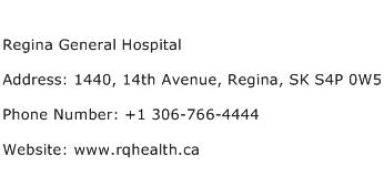 Regina General Hospital Address Contact Number
