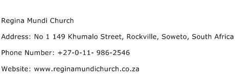 Regina Mundi Church Address Contact Number