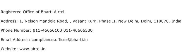 Registered Office of Bharti Airtel Address Contact Number