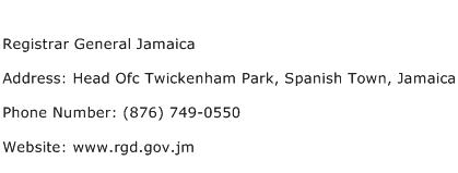 Registrar General Jamaica Address Contact Number