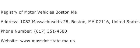 Registry of Motor Vehicles Boston Ma Address Contact Number