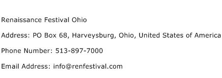 Renaissance Festival Ohio Address Contact Number