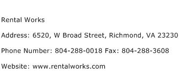 Rental Works Address Contact Number