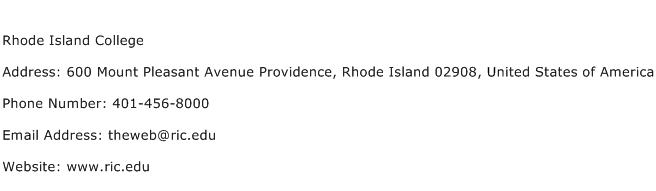 Rhode Island College Address Contact Number