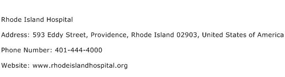 Rhode Island Hospital Address Contact Number