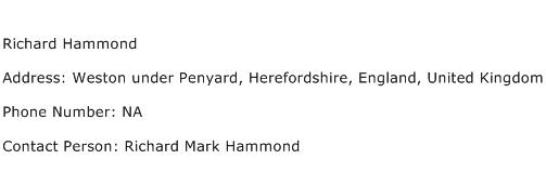 Richard Hammond Address Contact Number