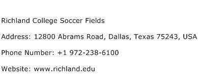 Richland College Soccer Fields Address Contact Number