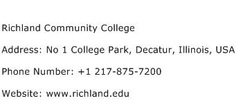 Richland Community College Address Contact Number