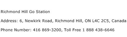Richmond Hill Go Station Address Contact Number