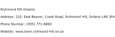 Richmond Hill Ontario Address Contact Number